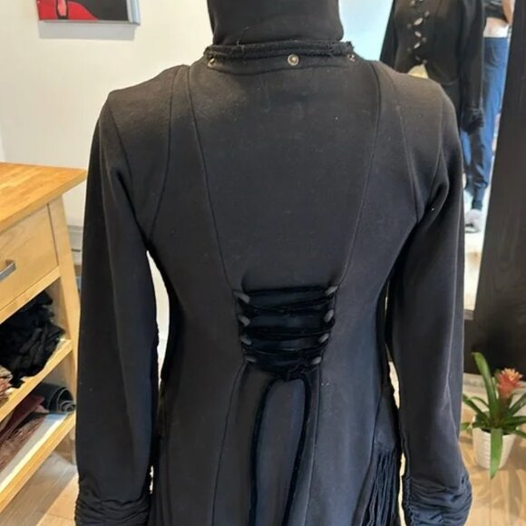 BUDDHAFUL Yesod Black Sweater Cotton Terry Festival Boho Jacket Coat S $279 - Picture 7 of 9